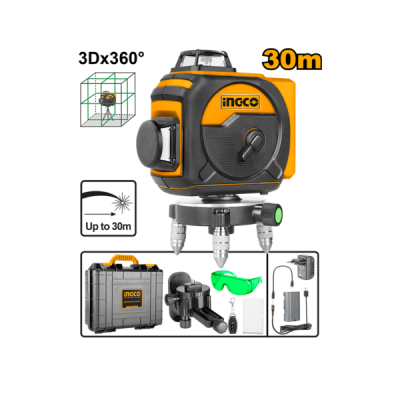 3D - განზომილებიანი თვითსწორებადი ლაზერული თარაზო, მწვანე ხაზებით (HLL255267)