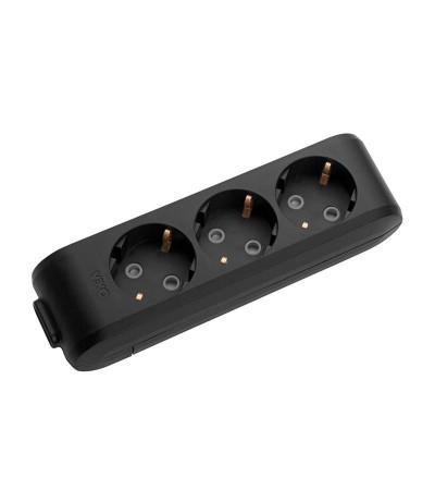 Electrical extension corde, 3 sockets, with wireless grounding, "MULTI-LET", black