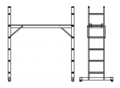 ალუმინის პრაქტიკული ხარაჩო 2x6 საფეხურით - 1.5 მ. (7736)