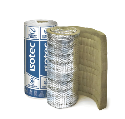 Rolled stone wool with wire mesh and foil Isotec Wired Mat 100 SM AL 2000x1000x50 mm. (2 sq.m.)