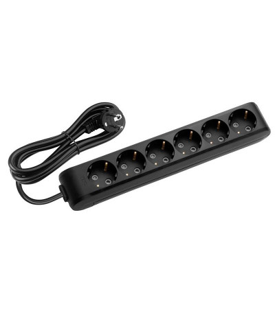 Electric extension cord, 6 sockets, with grounding, 3 meters (black) "MULTI-LET"