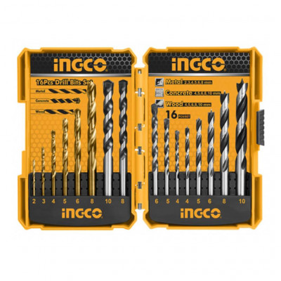 მეტალისა და ხის ბურღის 16 ცალიანი კომპლექტი (AKD9165)