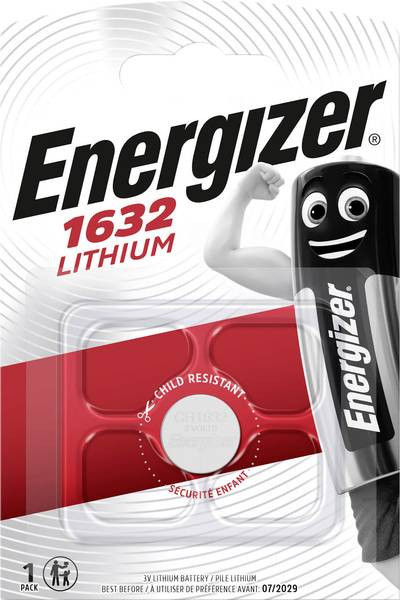 1553 Energizer Lithium button cell CR1632, 1-pc blister-7638900411553