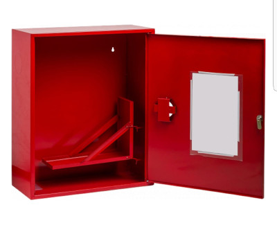 სახანძრო კარადა სახანძრო სახელურისთვის, შემინული, წითელი