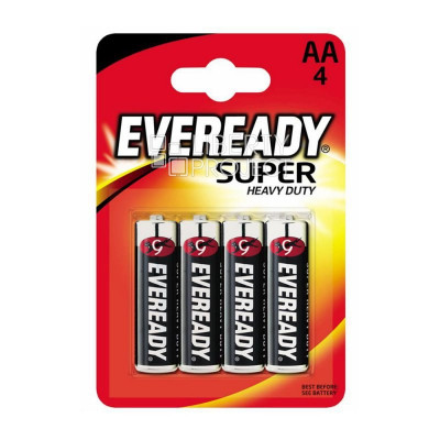 3590 Eveready Super Heavy Duty AA, 4-pc blister R6-FSB4 (637084)-7638900083590