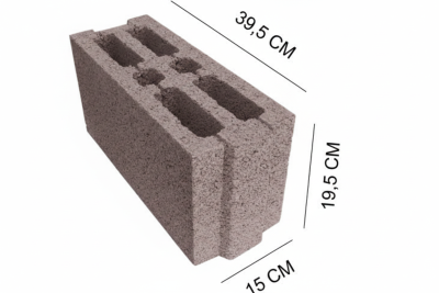 Pumice building block  15*19.5*39.5 with 6 chambers
