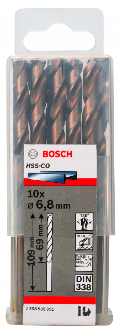 10 HSS-CO DRILL BITS 6.8ММ