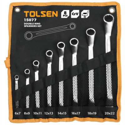 TOL33-15077 DOUBLE RING SPANNERS SET 8PCS  8-22MM