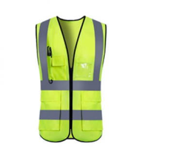 ყვითელი ამრეკლი ჟილეტი ჯიბეებით და ელვა შესაკრავით, 120გრ